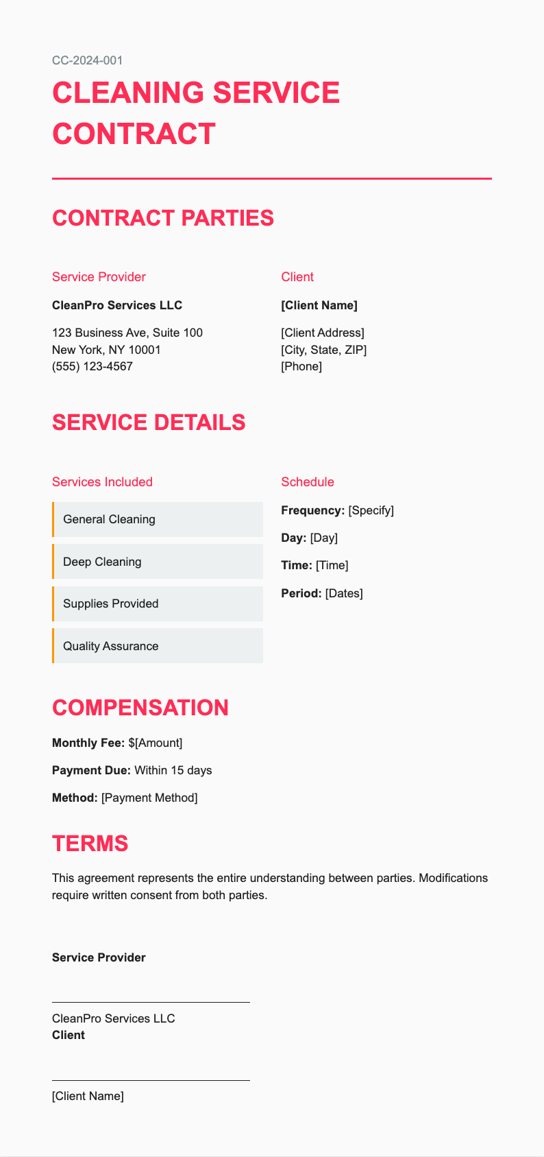 Startup friendly cleaning contract